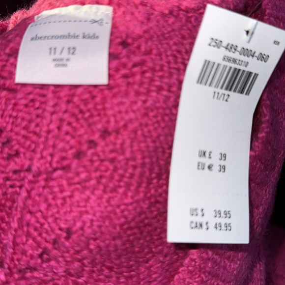 girls pink abercrombie & fitch knit cardigan sweater with embroided flowers - Picture 4 of 7